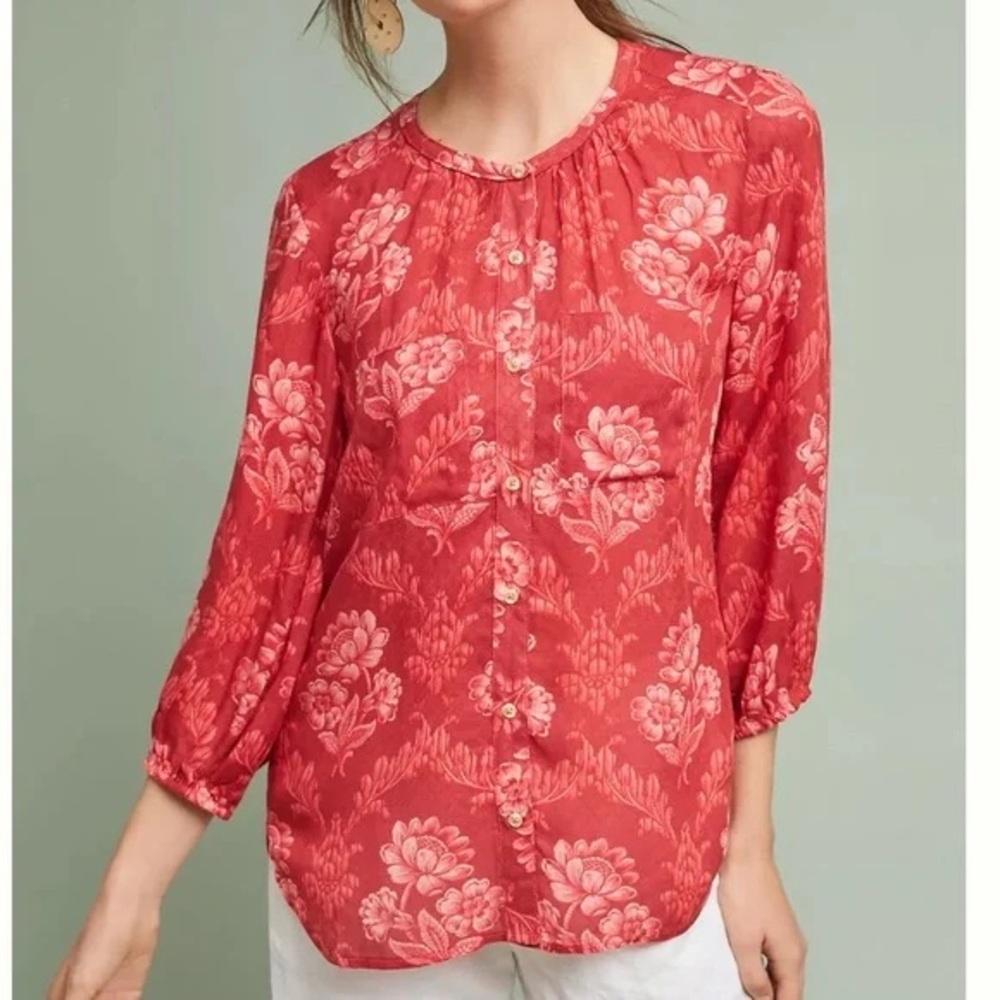NWT Anthropologie Akemi + Kin Coconino Printed Buttondown Blouse Floral Top